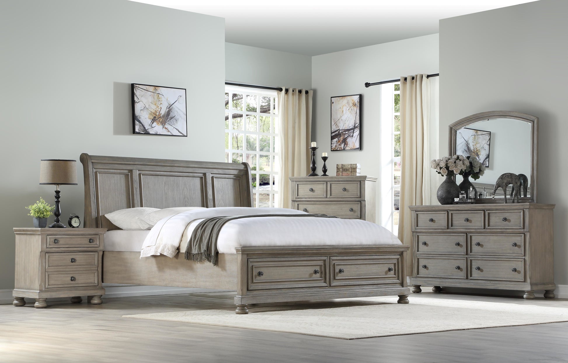 Antique Gray Queen Storage Bed Queen Antique Gray Solid Wood Mdf