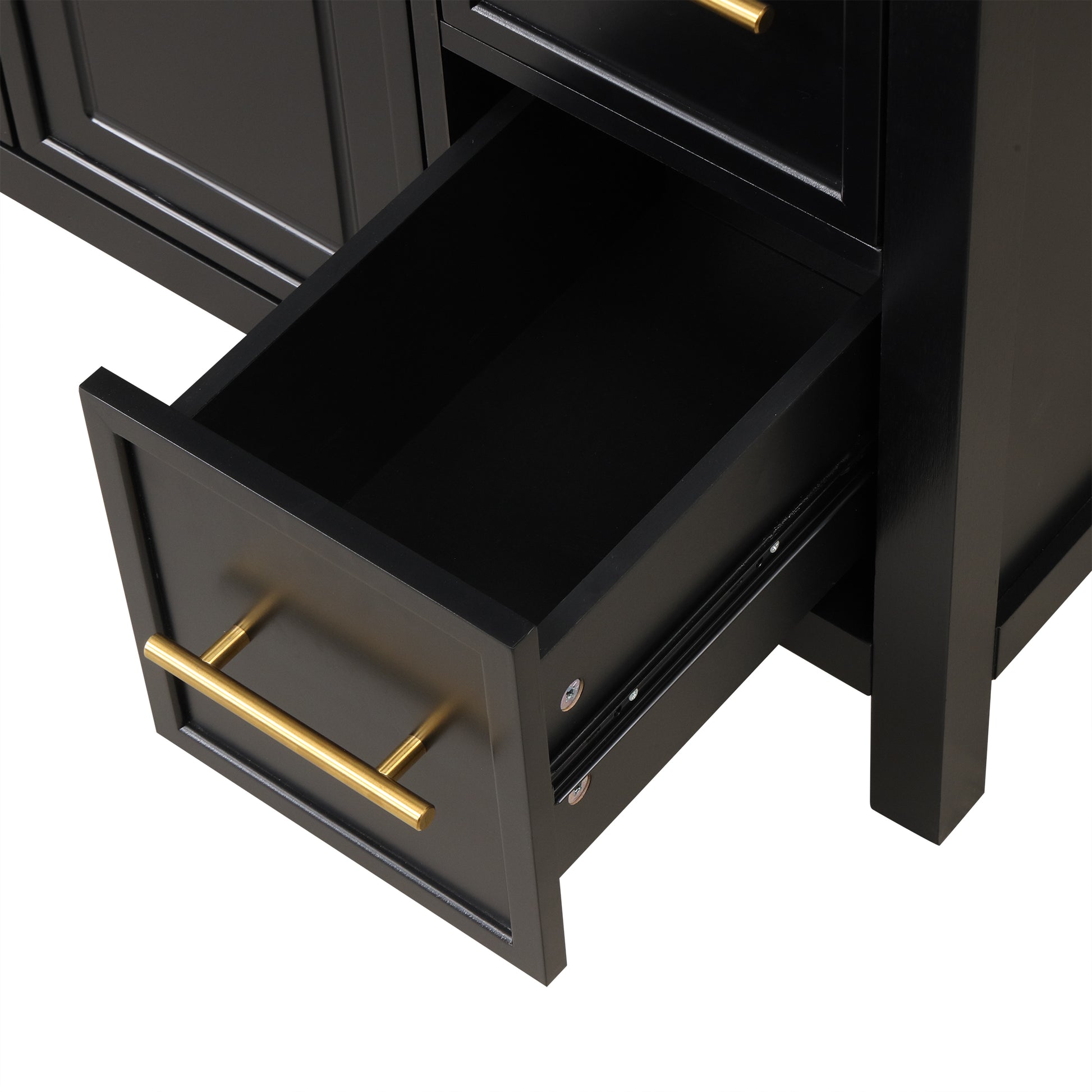 36" Bathroom Vanity With Sink Top, Bathroom Vanity Cabinet With Two Doors And Three Drawers, Solid Woodmdf Boards ,One Package, Black Black Solid Wood Mdf
