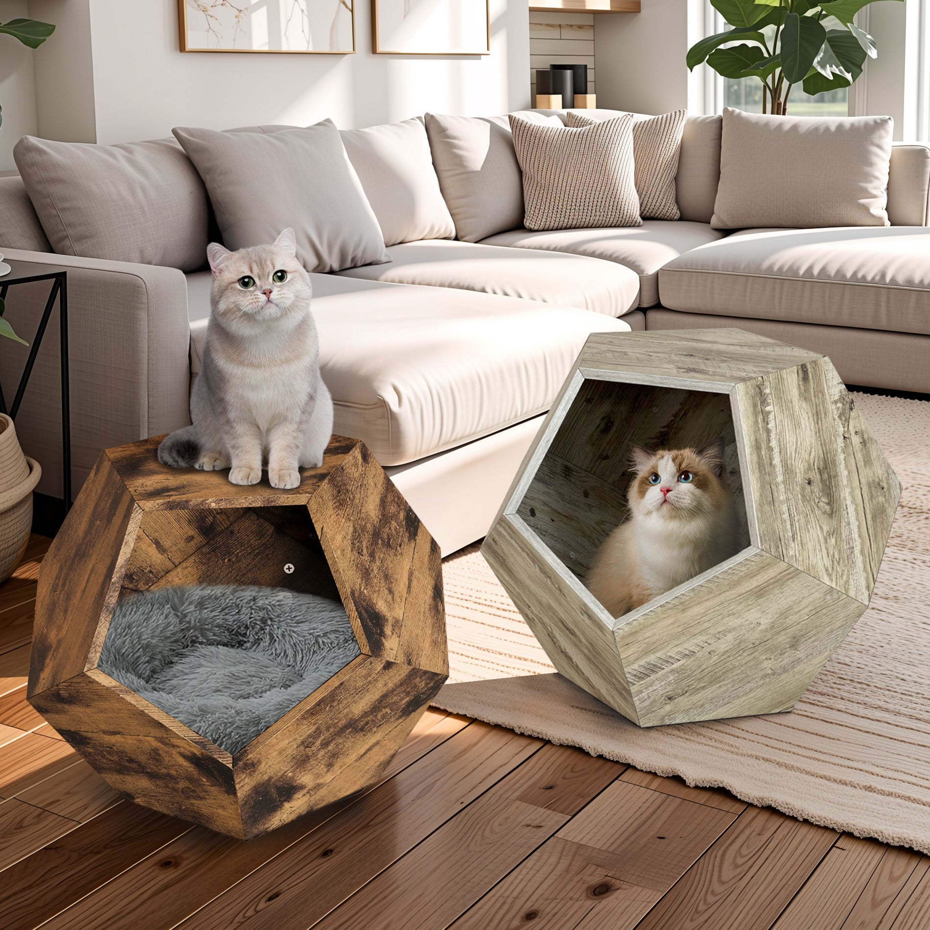 25.98'' Modern Pet Furniture Cat Litter Box, Sofa Side Table, Planter Mdf Multifunctional Furniture, Colored Flower Oak White Oak Mdf