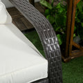 Outsunny Patio Wicker Adirondack Chair, Outdoor All Weather Rattan Fire Pit Chair W Soft Cushions, Tall Curved Backrest And Comfortable Armrests For Deck Or Garden, Cream White Cream White Steel