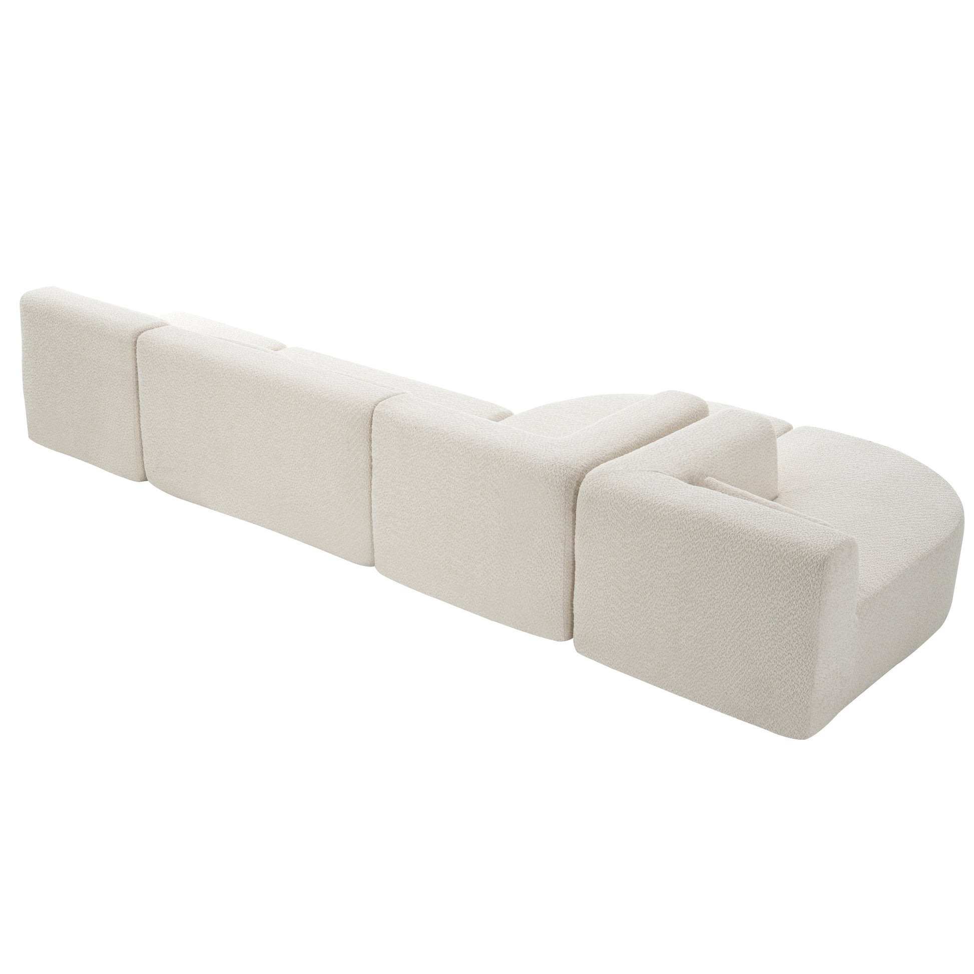 143.7" Upholstered Sofa Free Combined Sofa Couch With Two Chaise Lounge And Five Back Pillows For Living Room, Beige Beige Foam Polyester 5 Seat