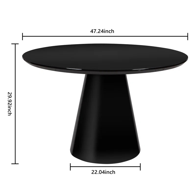 Modern Black High Gloss Minimalist Round Dining Table Black Desk And Hutch Dining Room Minimalist,Modern Freestanding Round Kitchen & Dining Tables Glossy Round Mdf Pedestal