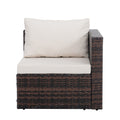 Patio Furniture, Outdoor Furniture, Seasonal Pe Wicker Furniture, 5 Set Wicker Furniture With Tempered Glass Coffee Table Brown Seats 4 Pe Rattan Iron Waterproof Fabric