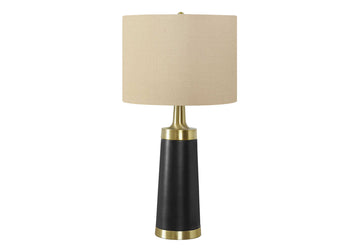 Lighting, 28"H, Table Lamp, Black Metal, Beige Shade, Contemporary Black Metal