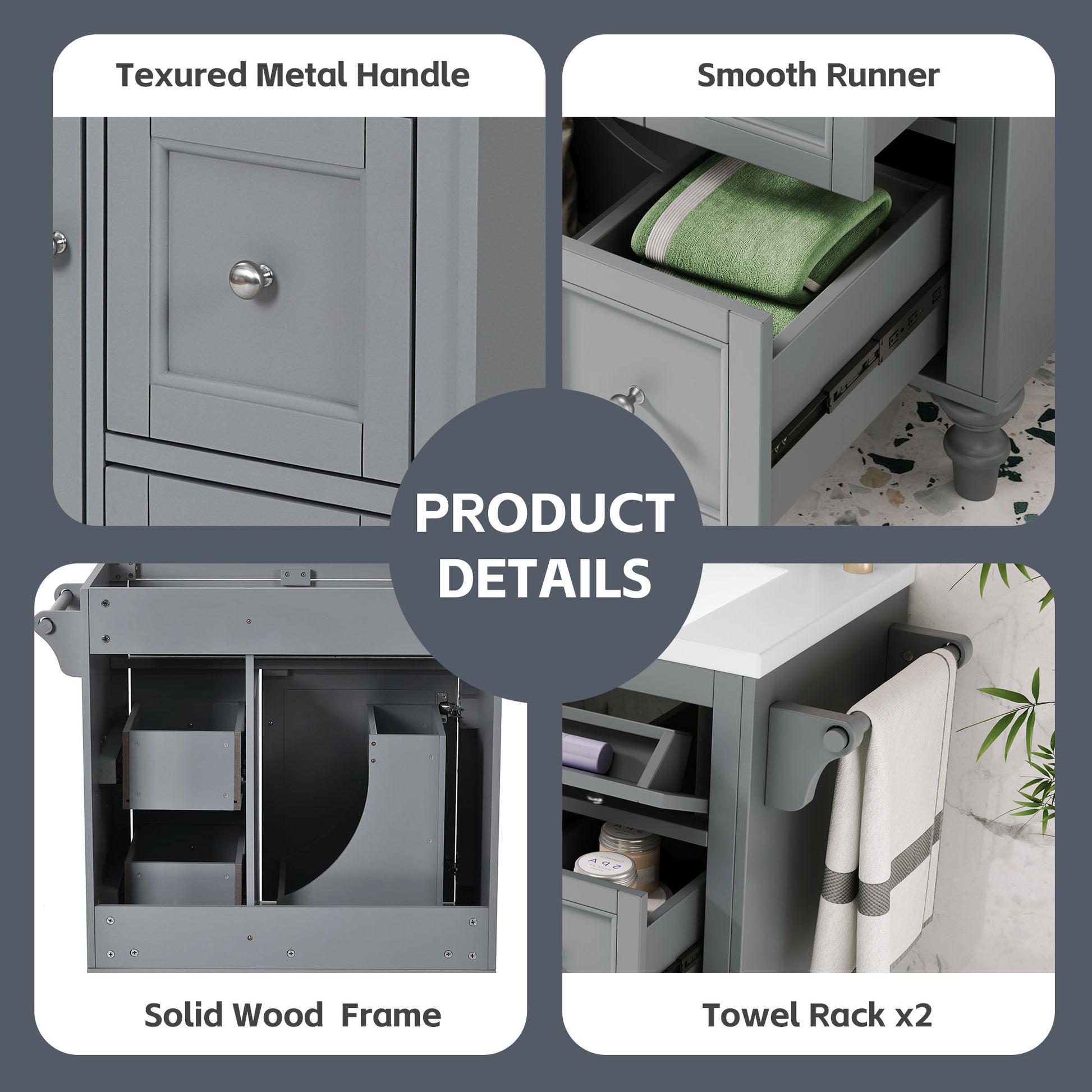30'' Bathroom Vanity With Top Sink, Modern Bathroom Storage Cabinet With 2 Drawers And A Tip Out Drawer, Single Sink Bathroom Vanity Same As Sw000143Aae Grey Bathroom Modern Solid Wood Mdf Resin