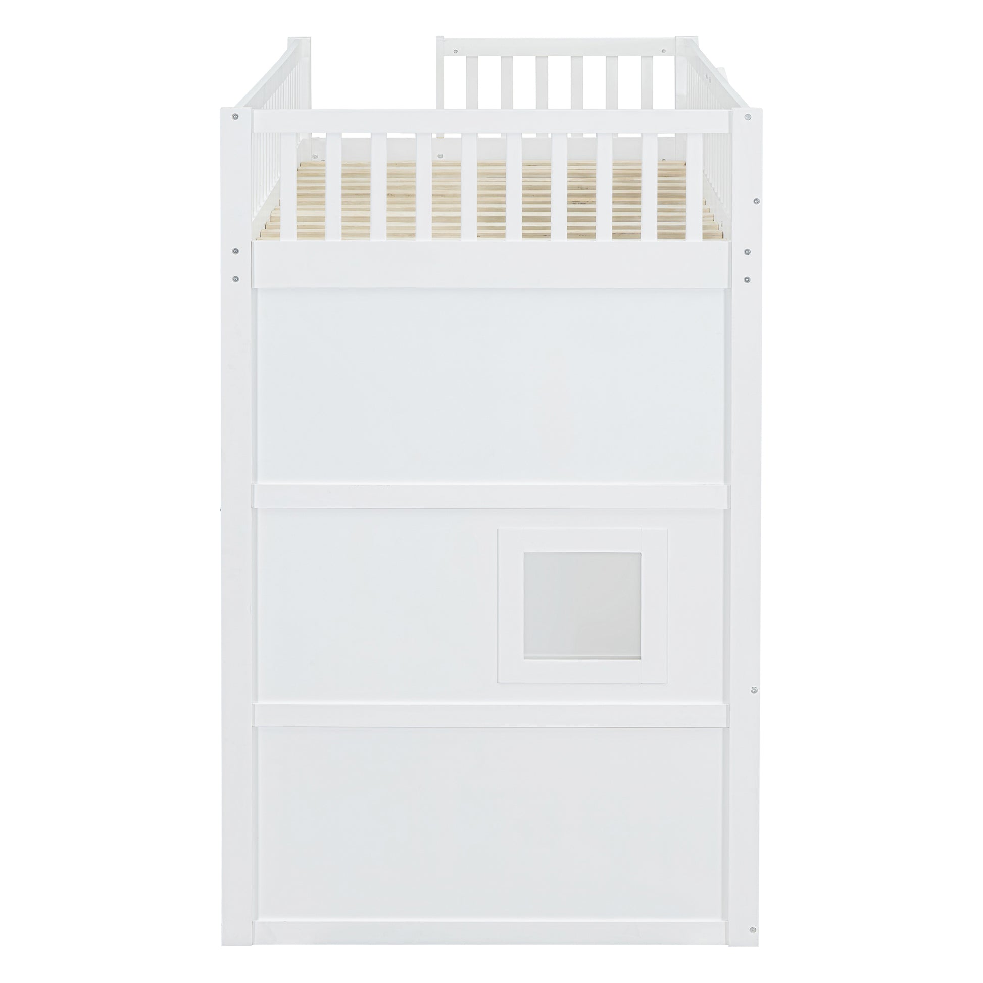 Twin Size House Loft Bed With Ladder And Wardrobe White Twin White Solid Wood