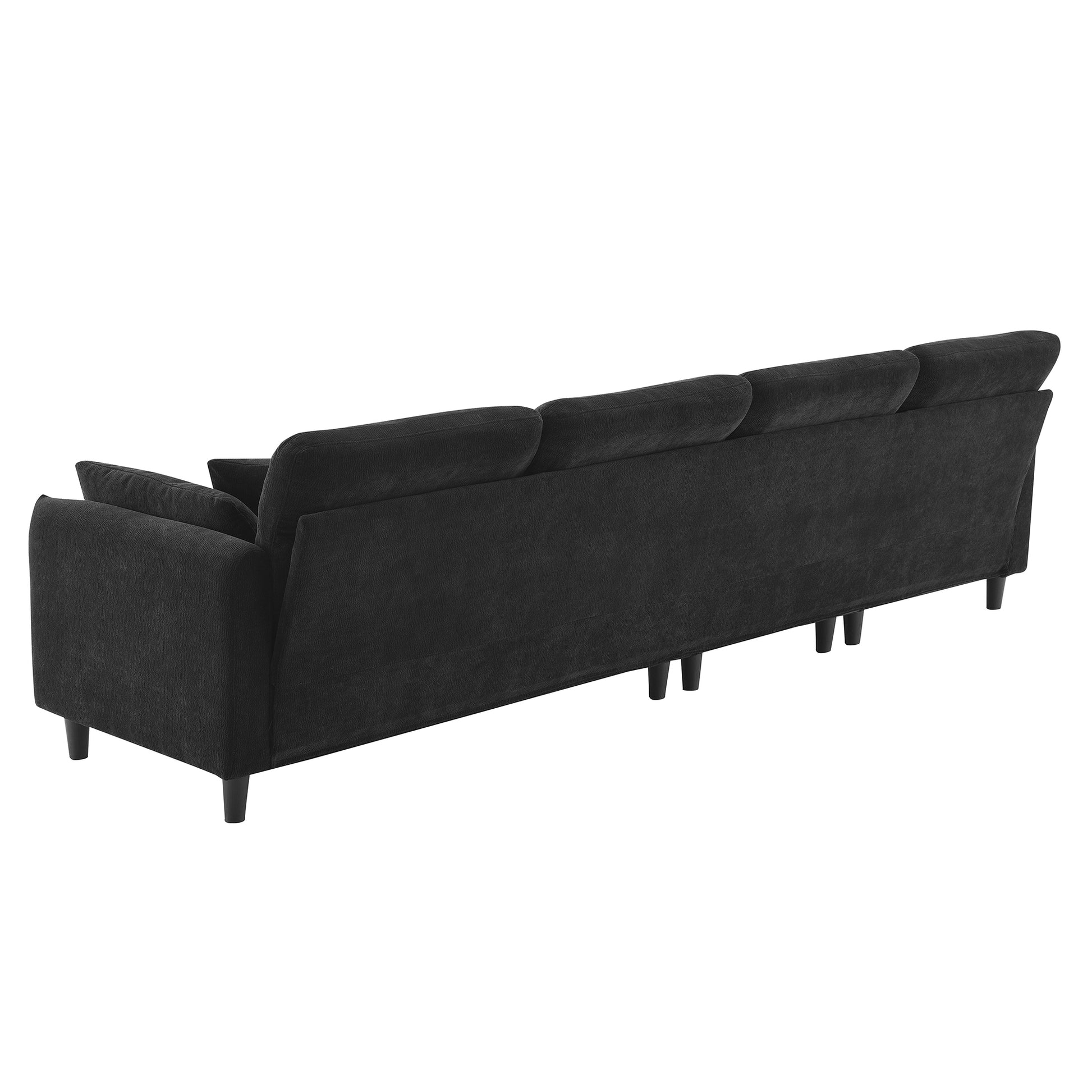 110*62" Modern Convertible Sectional Sofa,L Shaped Reversible Couch Set With Free Pillows,5 Seat Cloud Chenille Indoor Furniture With Ottoman For Living Room,Apartment,3 Colors Black Chenille 5 Seat