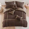 7 Piece Micro Corduroy Comforter Set Brown Queen Brown Polyester