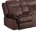 Jimny Domino Coffee Power Console Reclining Ls With Power Switch Coffee Fabric