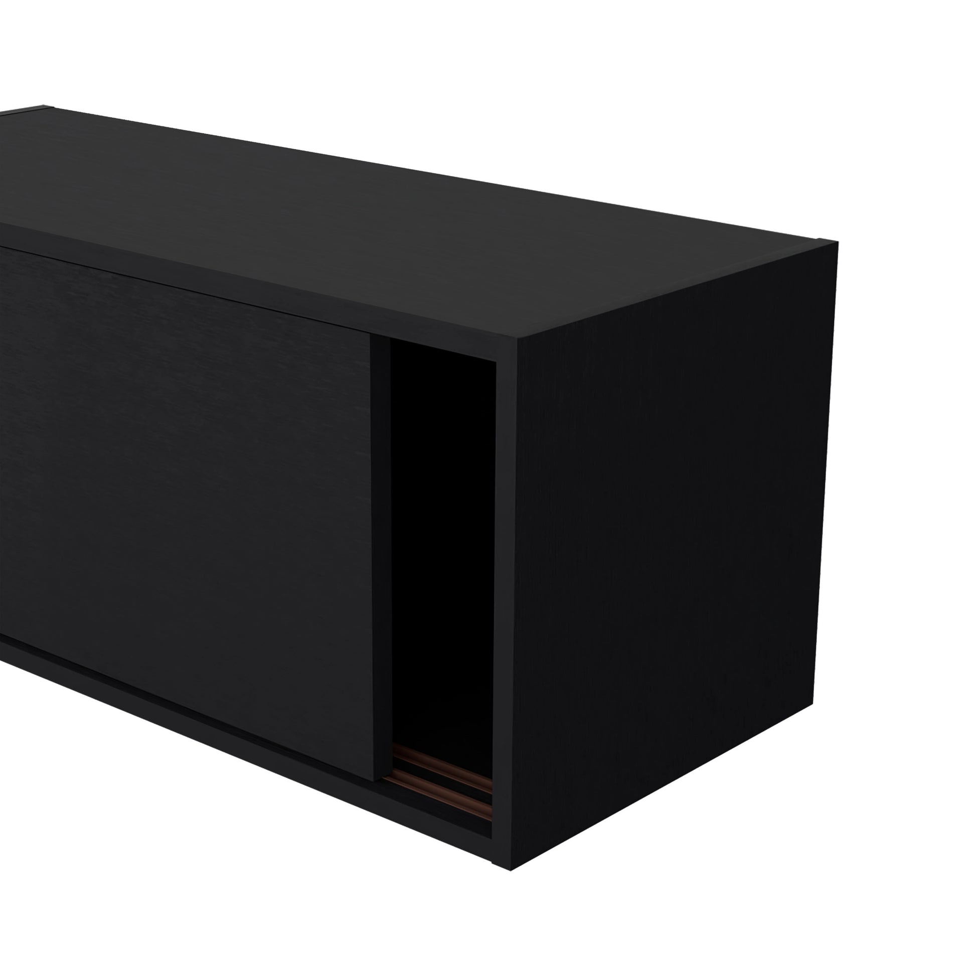 Anegam Floating Cabinet With Sliding Door, Black Wall Mounted Black Office Wall Mounted Modern Particle Board Melamine