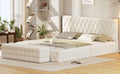 2 Pieces Bedroom Sets Queen Size Upholstered Bed With Rectangular Upholstered Ottoman For Bedroom,White Queen White 2 Piece Set Solid Wood Mdf
