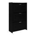 Shoe Storage Cabinet For Entryway With 3 Flip Drawers, Modern Shoe Organizer Cabinet, Free Standing Shoe Rack For Hallway, Living Room, Black Black Mdf