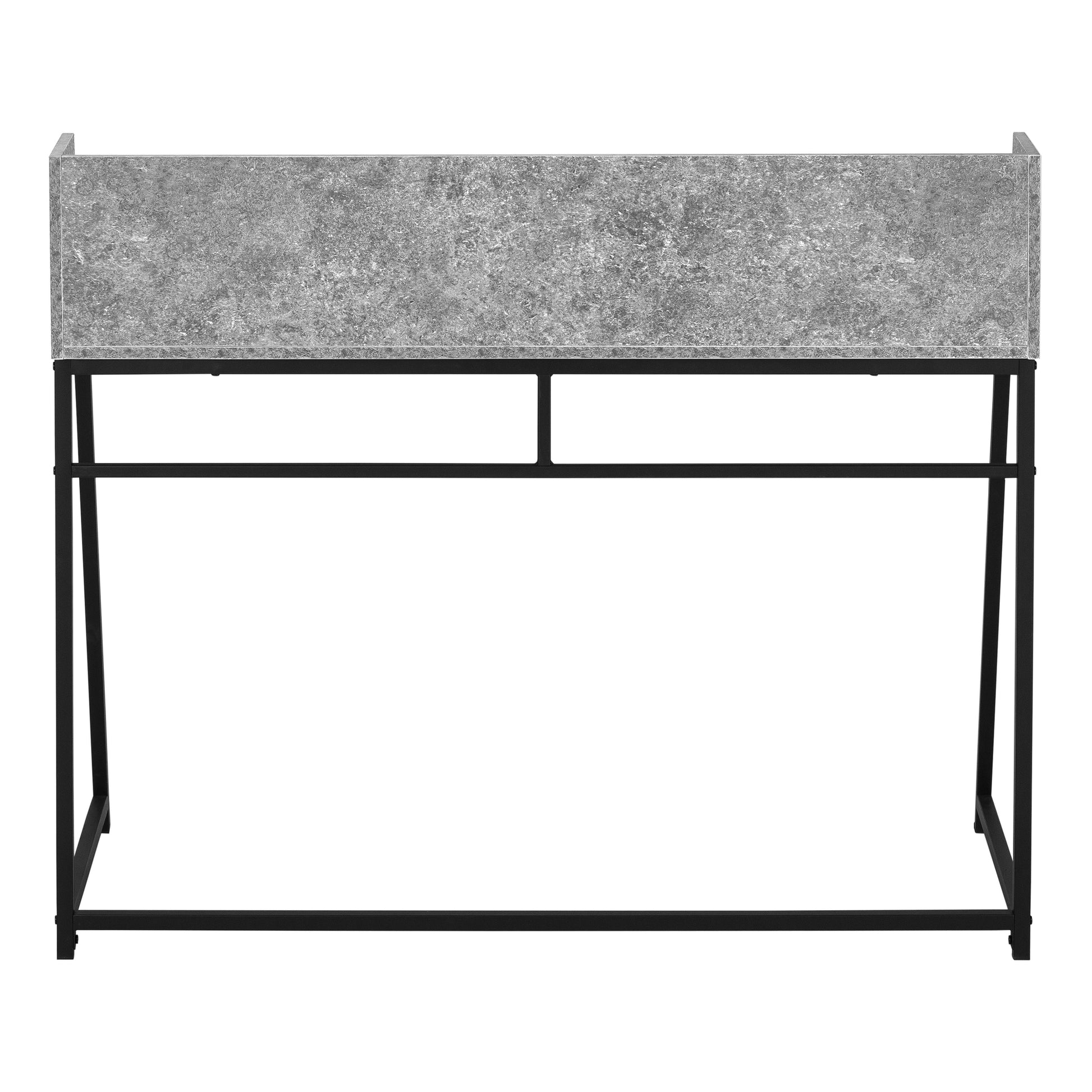 Computer Desk, Home Office, Laptop, Storage Shelves, 48"L, Work, Grey Stone Look Laminate, Black Metal, Contemporary, Modern Grey Particle Board