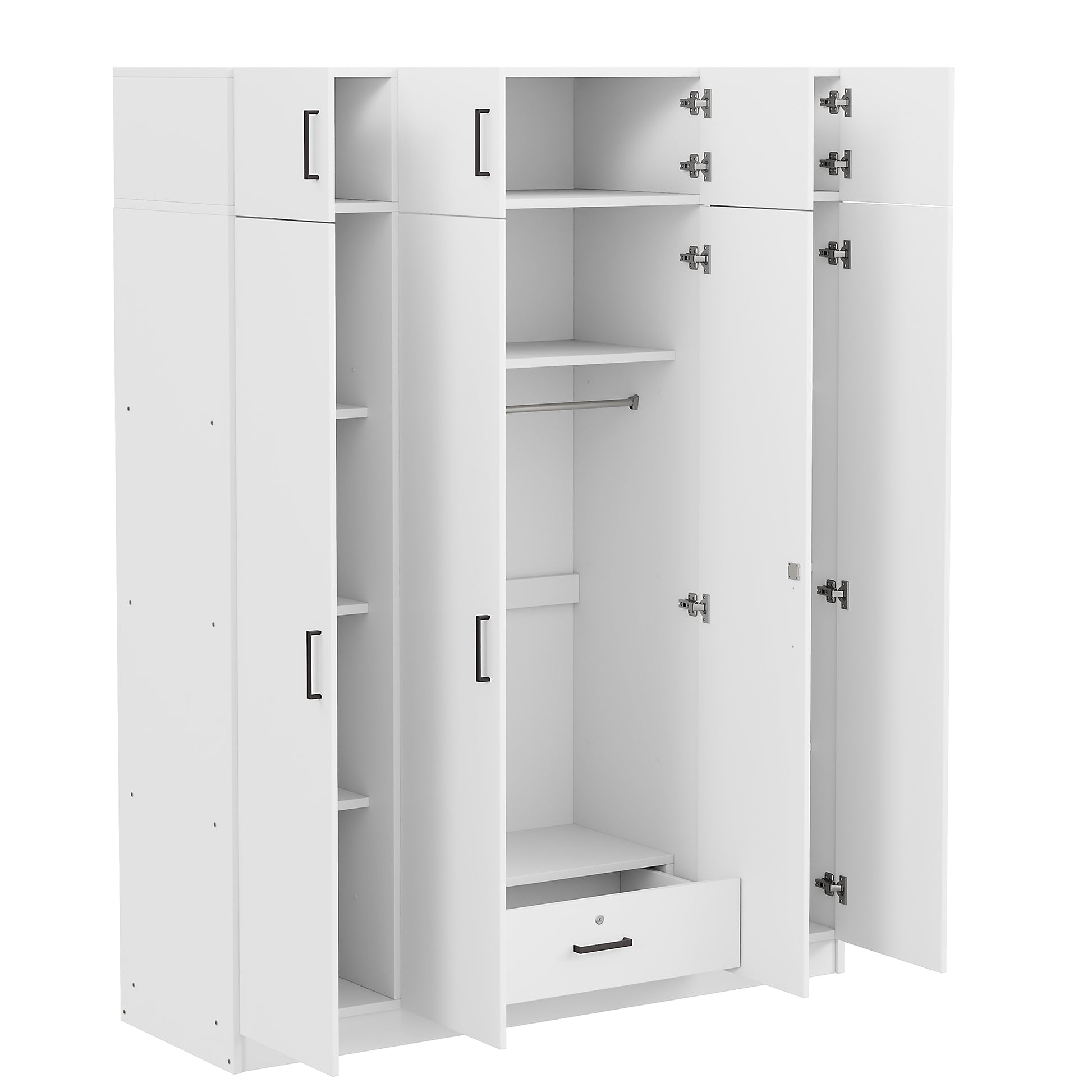 4 Door Wardrobe With 1 Drawer And Top Cabinetwhite White White Bedroom Contemporary Particle Board