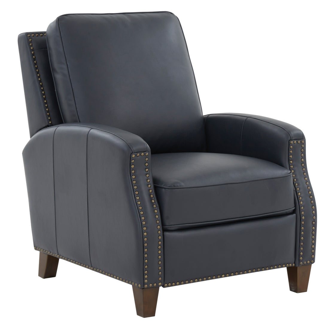 Jack Midnight Blue Faux Leather Push Back Recliner Blue Foam Faux Leather