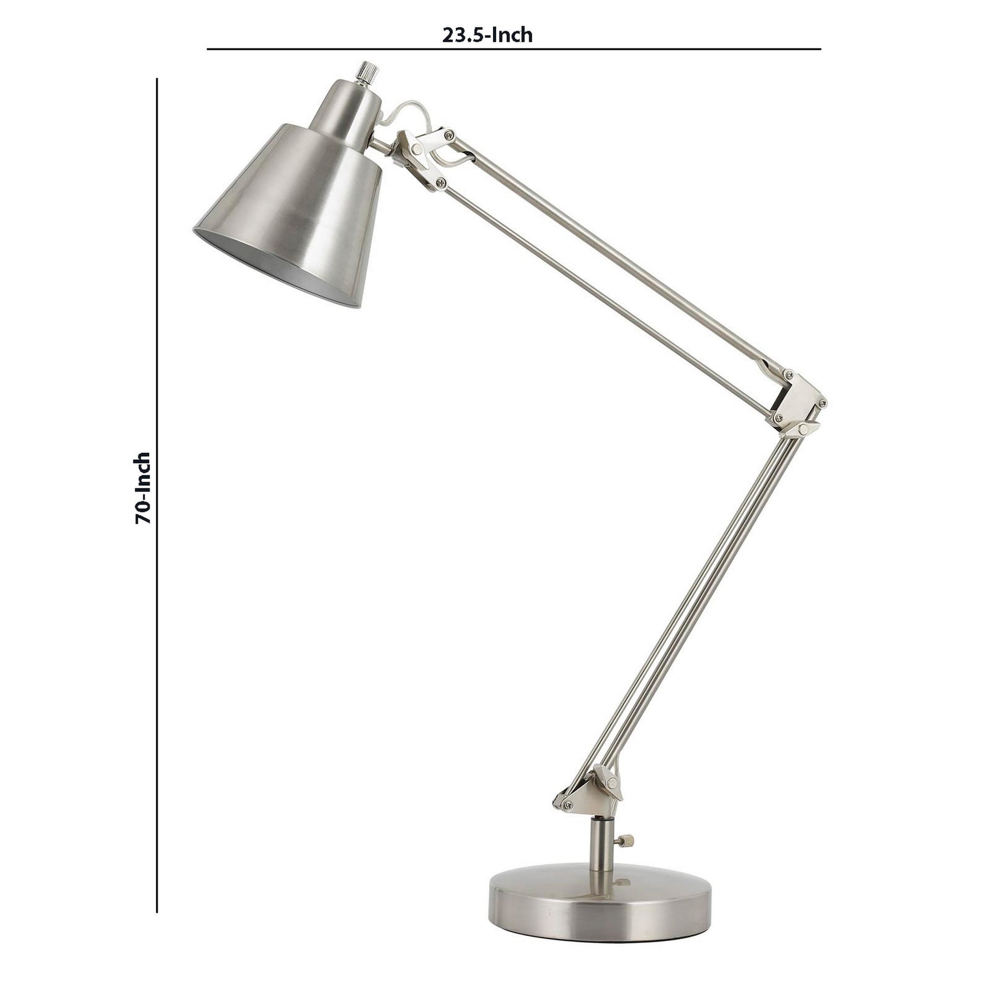 60W Metal Task Lamp With Adjustable Arms And Swivel Head, Set Of 2, Silver Silver Metal