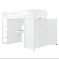 Twin Size Loft Bed With Desk, Wardrobes, 4 Drawers And 4 Shelves White Twin White Solid Wood