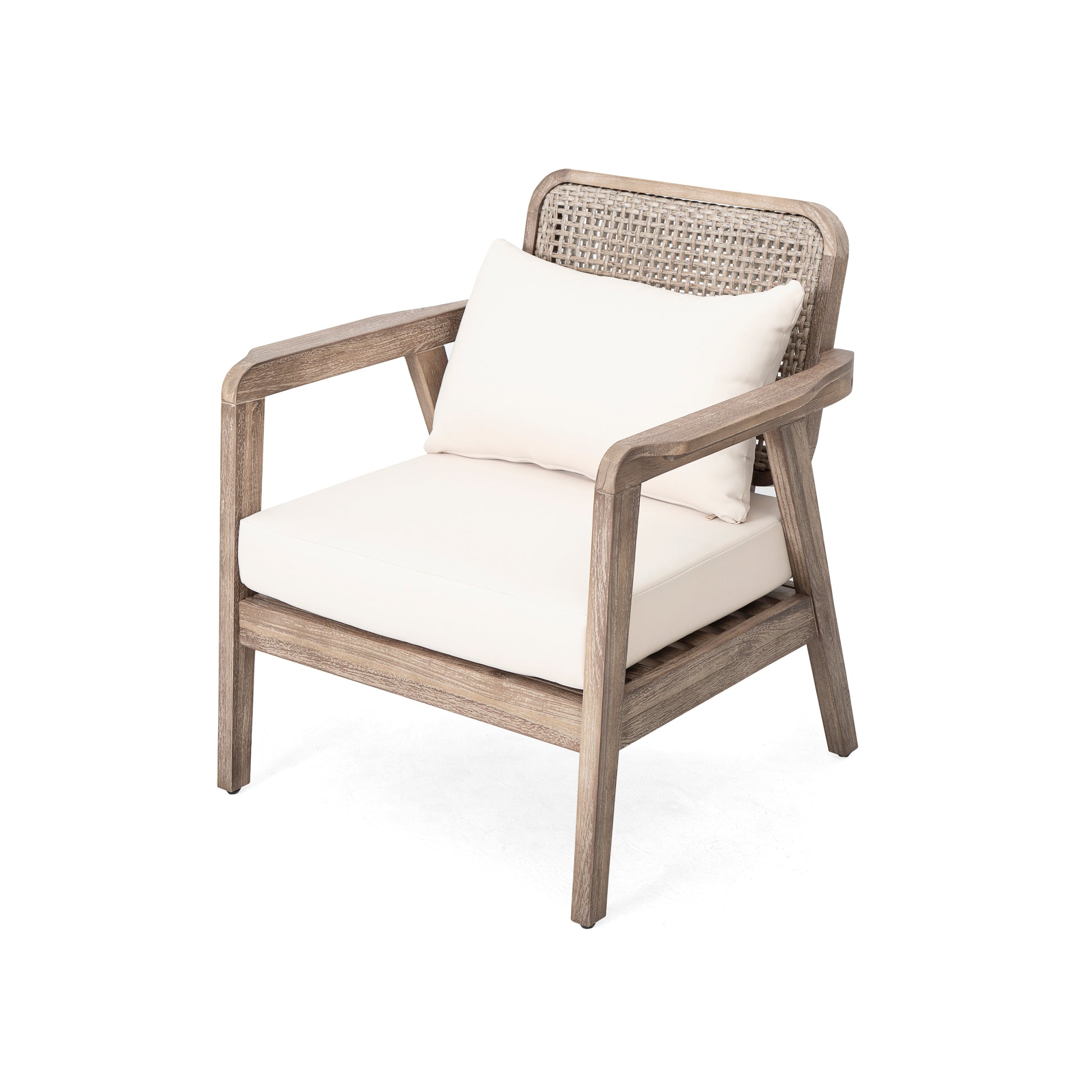 Set Of 2 Outdoor Acacia Wood Patio Club Chair, Patio Furniture,Waterproof Thick Cushion Deep Seating For Porch, Garden, Backyard, Balcony, Weight Capacity 400Lbs, Light Brown Finish, Cream Cushion Yes Deep Seating Light Brown Garden & Outdoor Foam Acacia