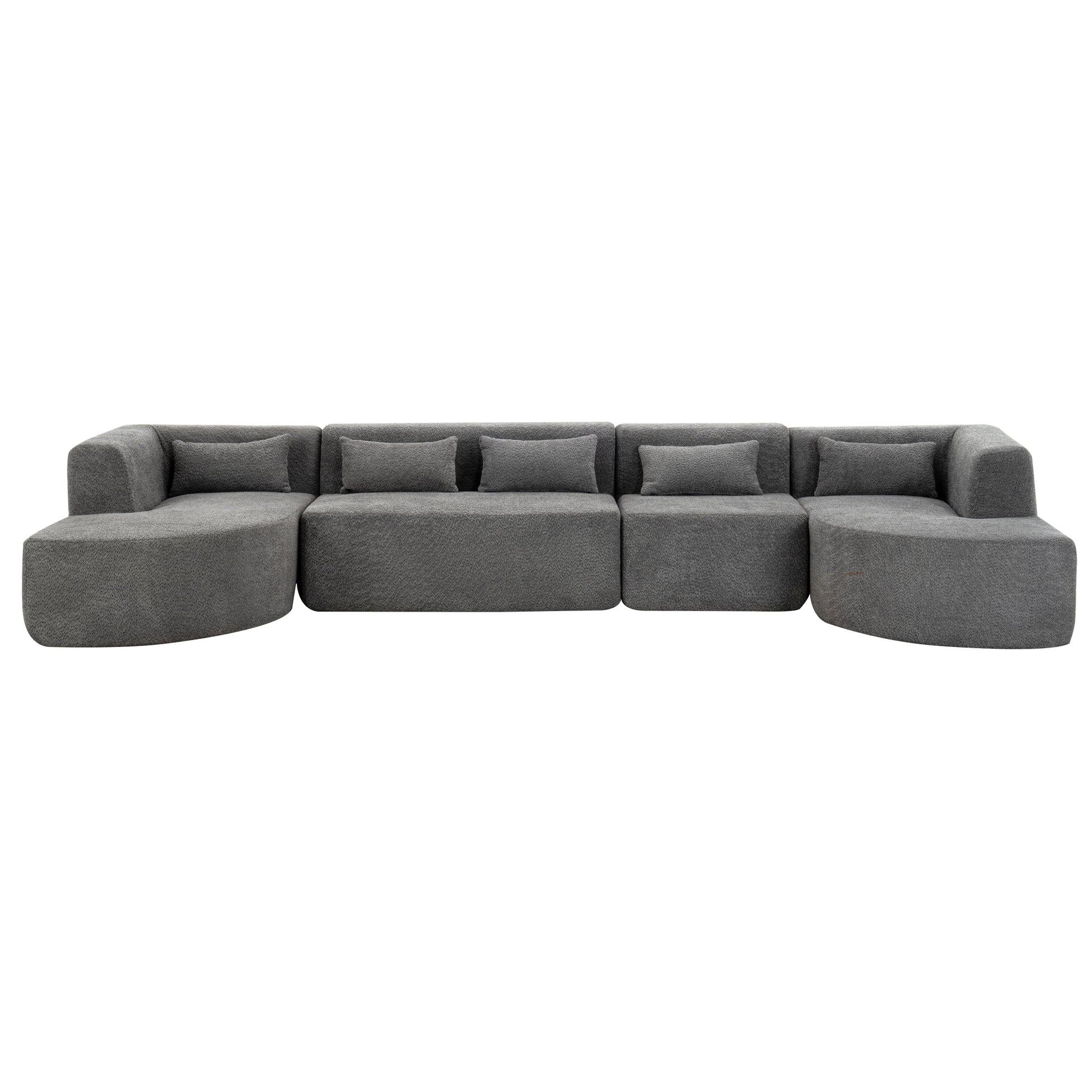 143.7" Upholstered Sofa Free Combined Sofa Couch With Two Chaise Lounge And Five Back Pillows For Living Room, Light Gray Light Gray Foam Polyester 5 Seat