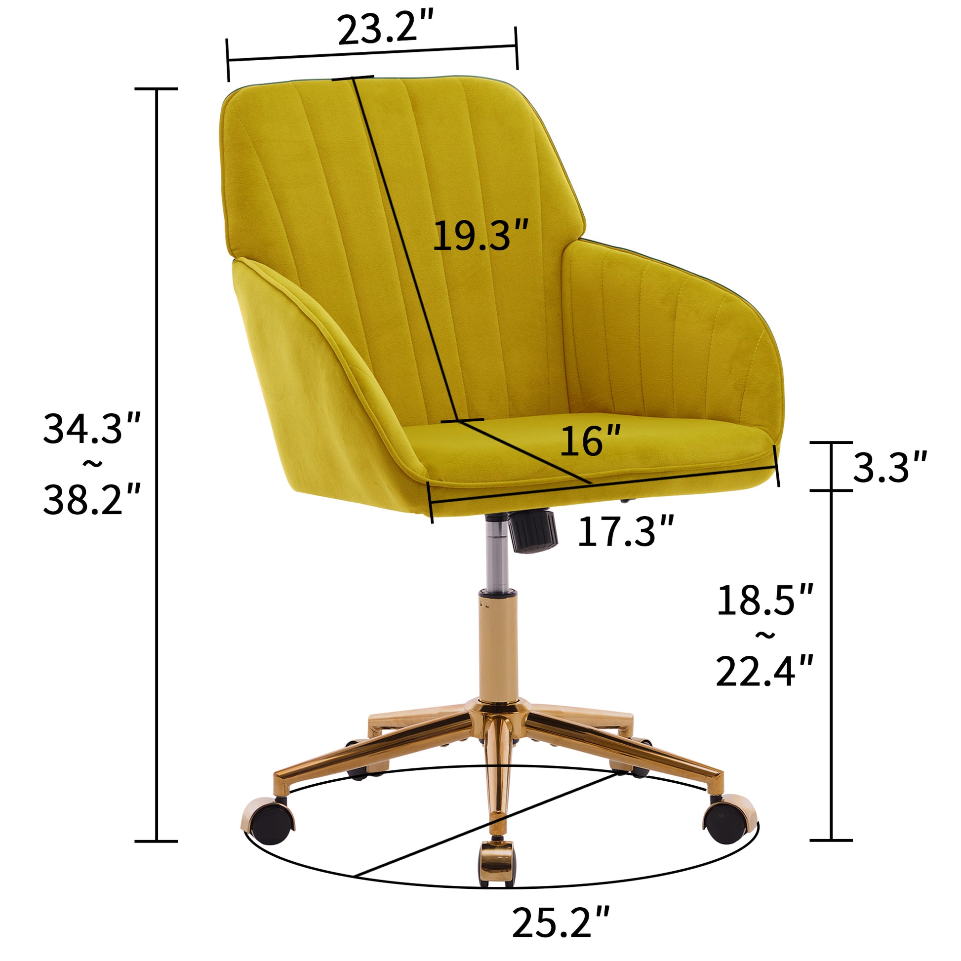 Ty Office Chair Bright Yellow Velvet