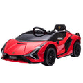 Aosom Lamborghini Sian Licensed Kids Ride On Car, 12V Battery Powered Electric Sports Car Toy With Remote Control, Horn, Music, & Headlights, Red Red Plastic