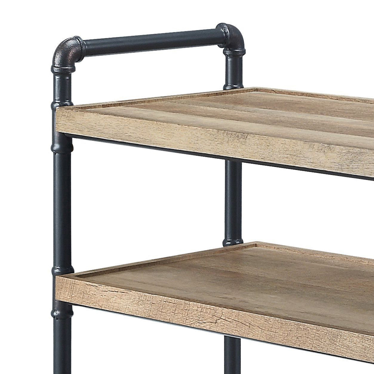 Mankato Oak And Sandy Black 3 Shelf Bookshelf 3 Oak Horizontal Open Back Wood Oak Wood Metal