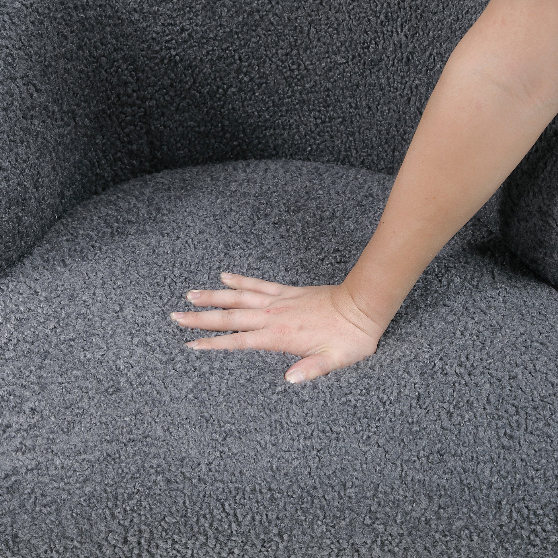 Luxury Living Room Furniture 1Pc Accent Chair Dark Gray Boucle Upholstery, High Density Foam Seat Cushions Dark Gray Primary Living Space Luxury,Modern Plywood