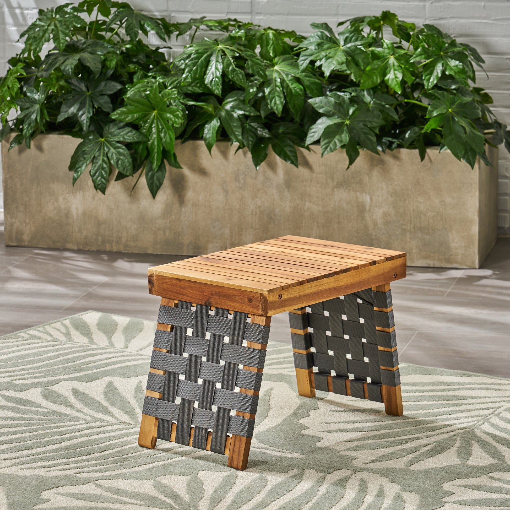 Huntsville Foldable Side Table Black Brown Acacia Wood