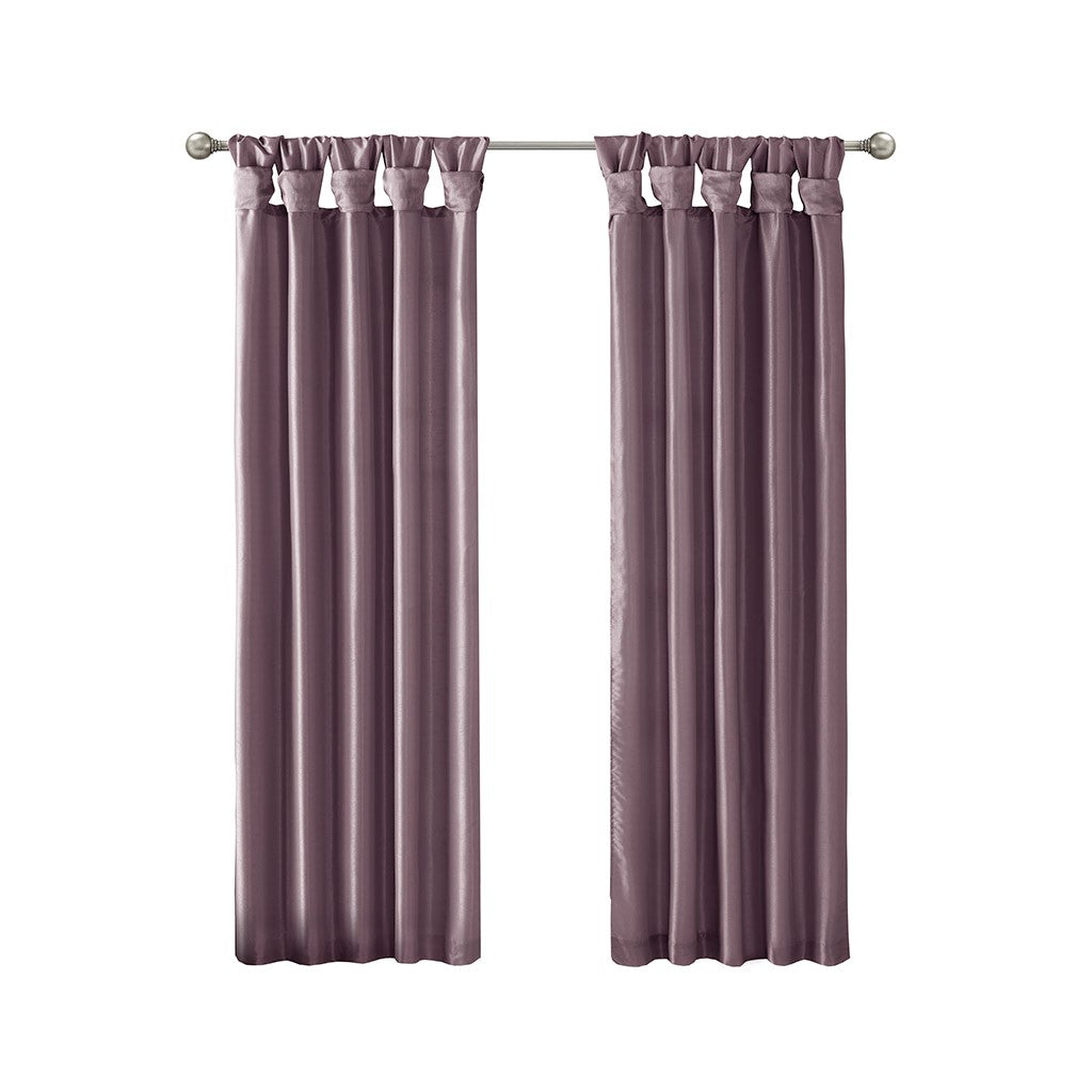 Twist Tab Lined Window Curtain Panel Only 1 Pc Window Panel Purple Polyester