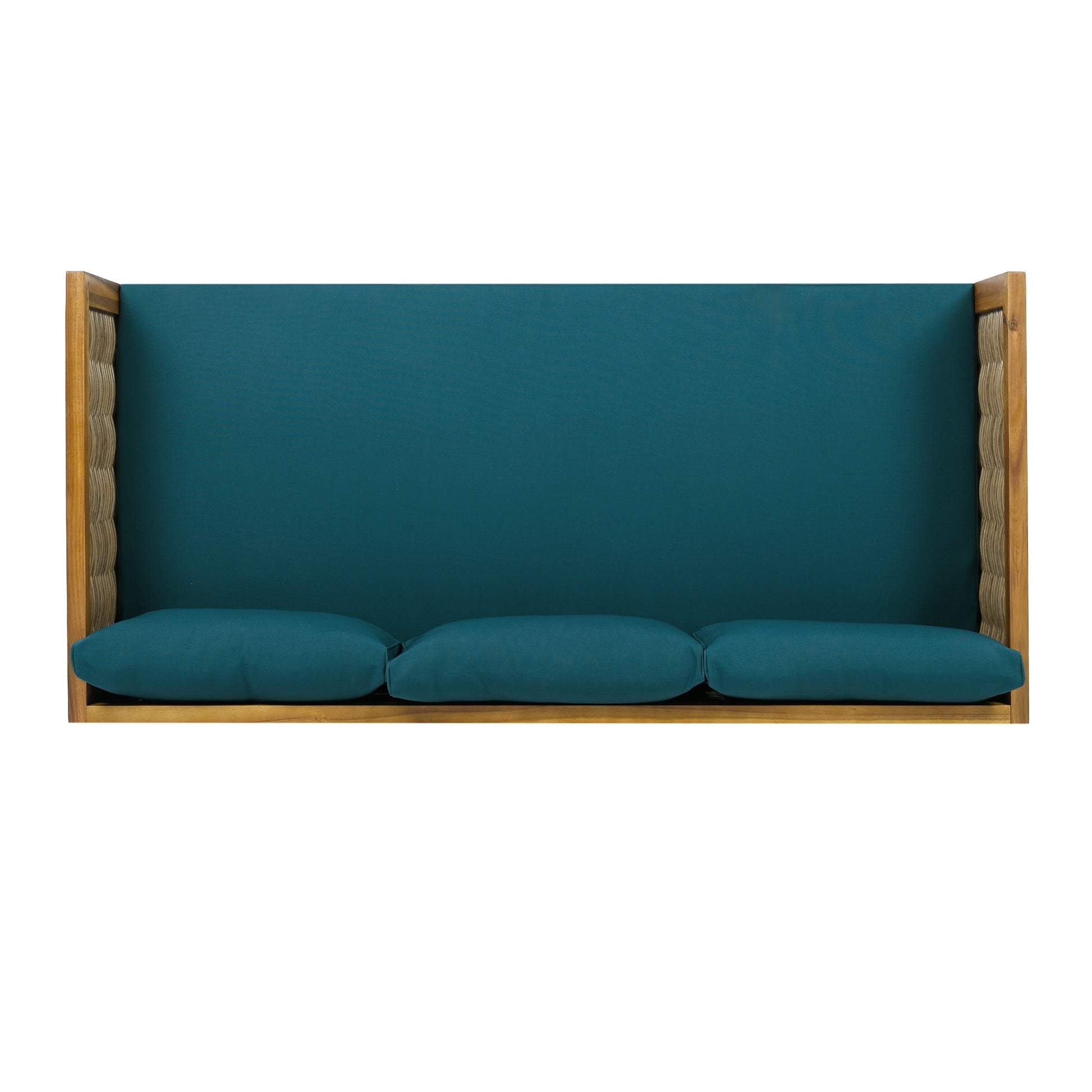 Claremont 3 Seater Daybed With Rattan Arms Teak Cushion Teak Wood Fabric Rattan