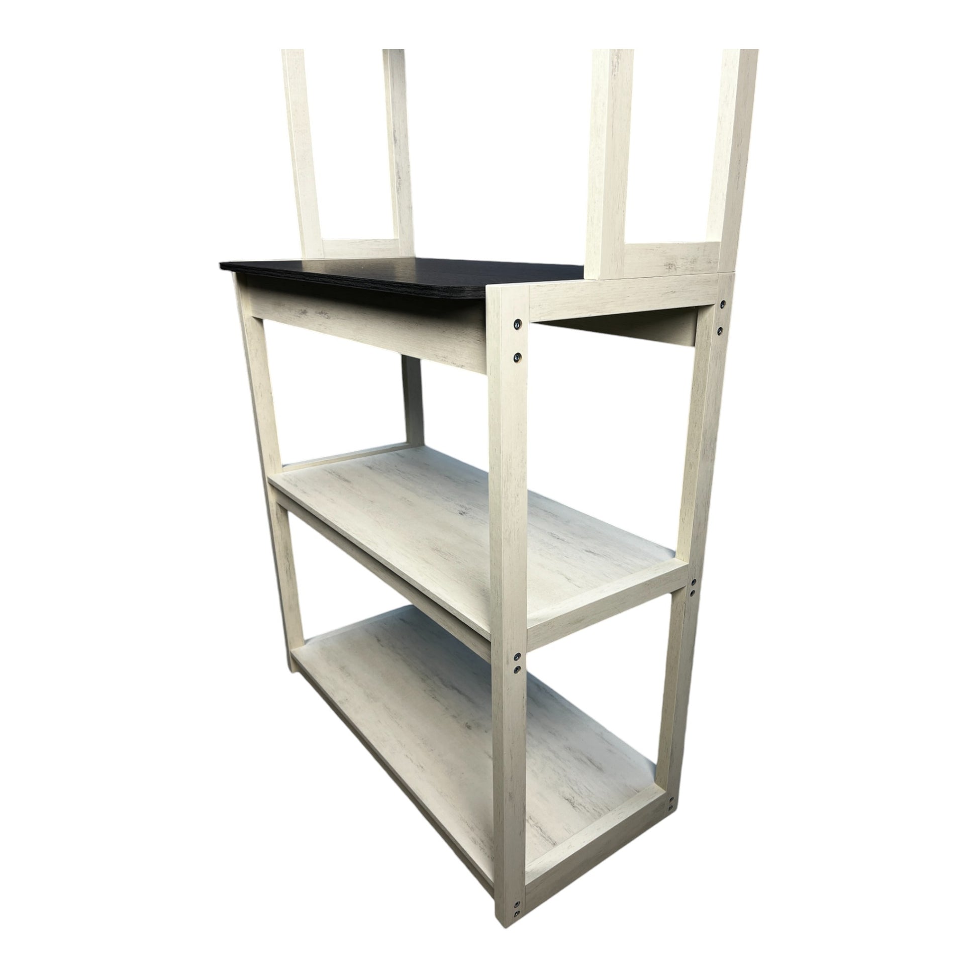 31.5" White And Black Color 5 Tier Bakers Rack For Kitchen With Storage, Coffee Bar, Kitchen Shelves, Microwave Stand White Black Particle Board