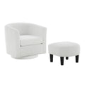 Swivel Accent Chair 360 Comfy Recliner Corduroy Arm Chair Single Sofa With Ottoman For Living Room Bedroom White Fabric