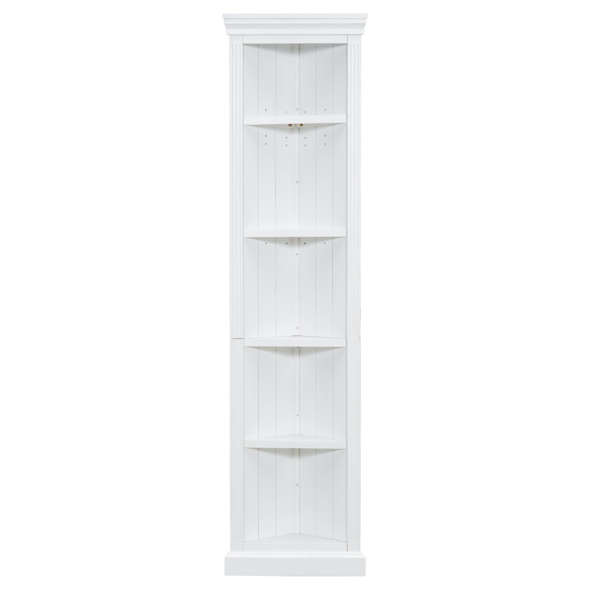 83.4" Tall Wood Bookcase With Two Corner Shelf Suite,5 Tier Home Decor Bookshelves Suite With Adjustable Storage Shelves,Free Standing Storage Shelves Suite For Living Room,Home Office,White White