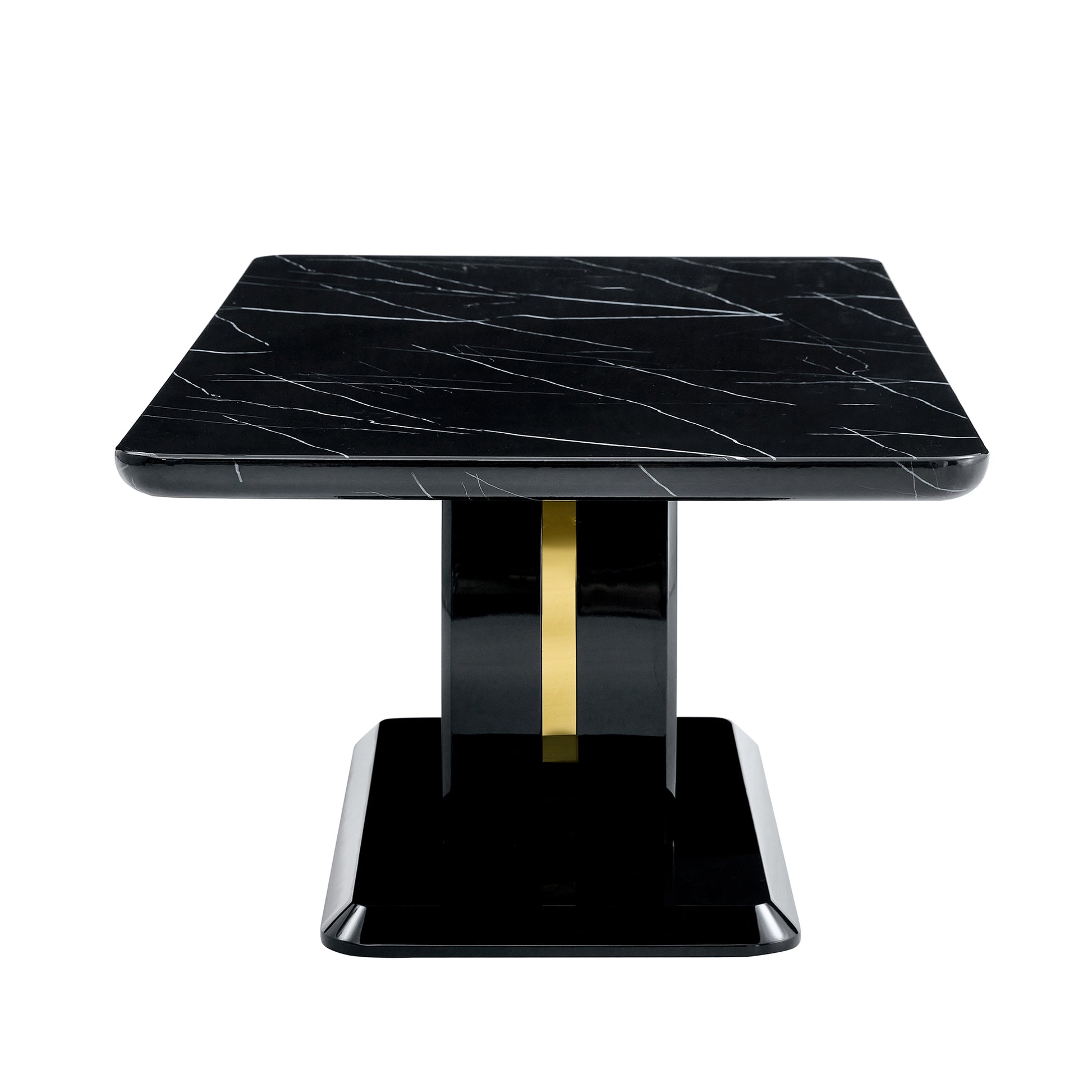 Modern Minimalist And Luxurious Black Patterned Coffee Table, Dining Table, Game Table And Work Desk For Dining Room, Living Room, Terrace And Kitchen. 47 "* 25.6 "*18" Black Mdf