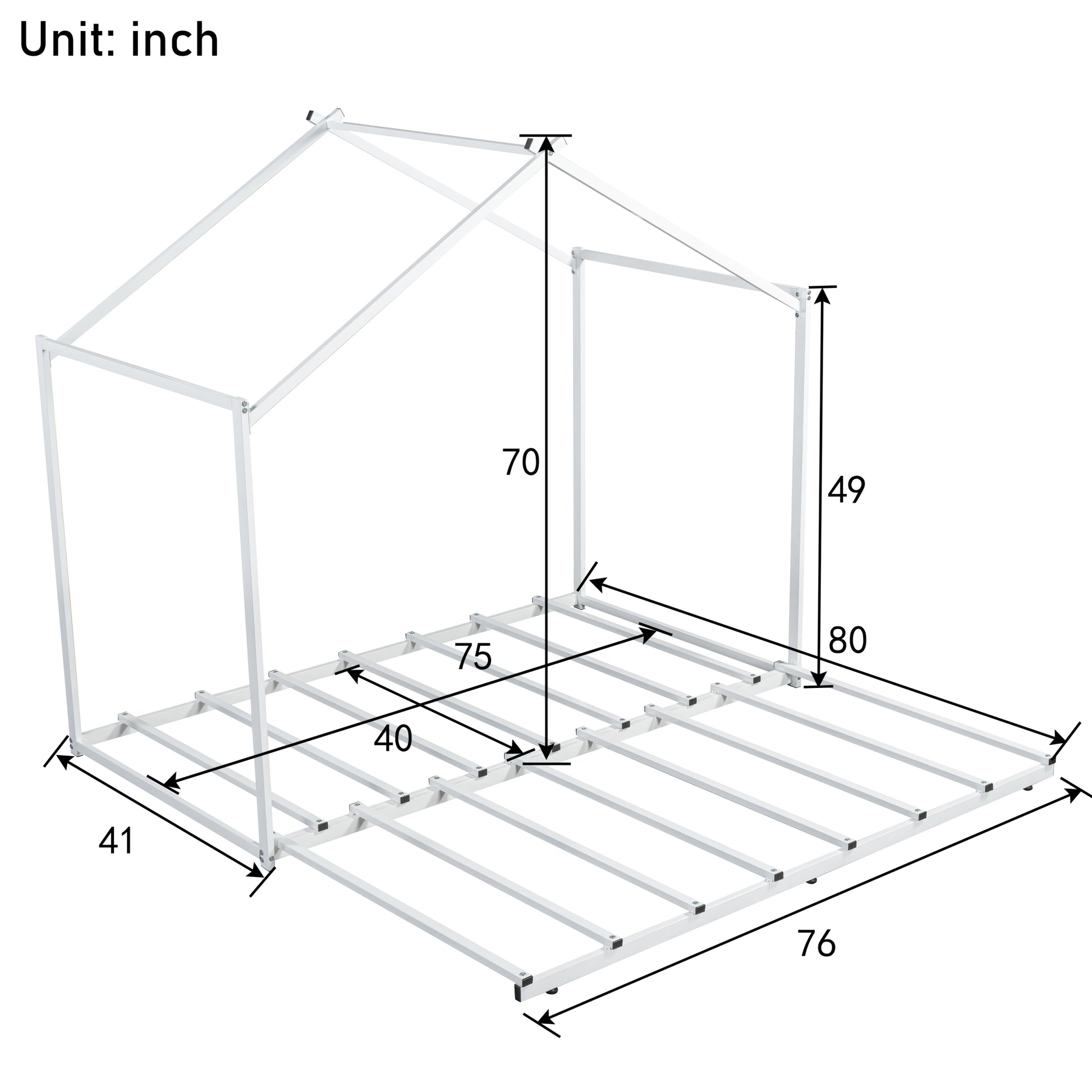 Metal Twin Size House Platform Bed With Trundle, White Box Spring Not Required Twin White Metal Bed Frame Metal