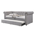 Justice Smoke Gray Fabric Daybed W Trundle Twin Gray Synthetic Wood,Upholstered