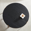 Modern Handcraft Drum Coffee Table 31.5 Inch Round Coffee Table For Living Room,Small Coffee Table With Sturdy Pedestal,Black Matt Black Mdf Metal