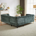 81.5 Inch Chenille Corner Sofal Shaped Sectional Couch, 5 Seater Corner Sofas With 3 Cushions For Living Room, Bedroom, Apartment, Office Green Foam Chenille 5 Seat