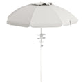 Outsunny 5.7' Portable Beach Umbrella With Tilt, Adjustable Height, 2 Cup Holders & Hooks, Uv 40 Ruffled Outdoor Umbrella With Vented Canopy, Cream White Cream White Polyester