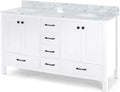 73'' Bathroom Vanity With Marble Top & Double Ceramic Sinks, 4 Doors, 6 Drawers, White White Plywood