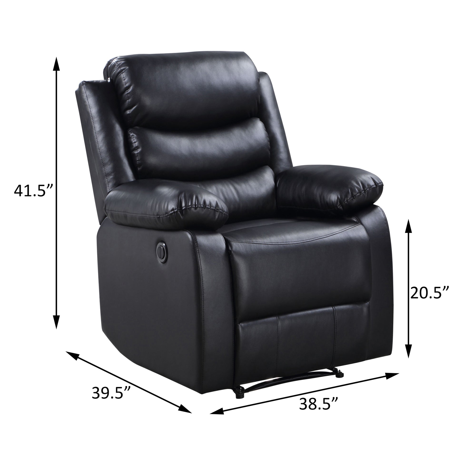 Black Power Recliner With Pillow Top Arms Black Power Push Button Primary Living Space Tight Back Modern Pine Pillow Top Arms Wood