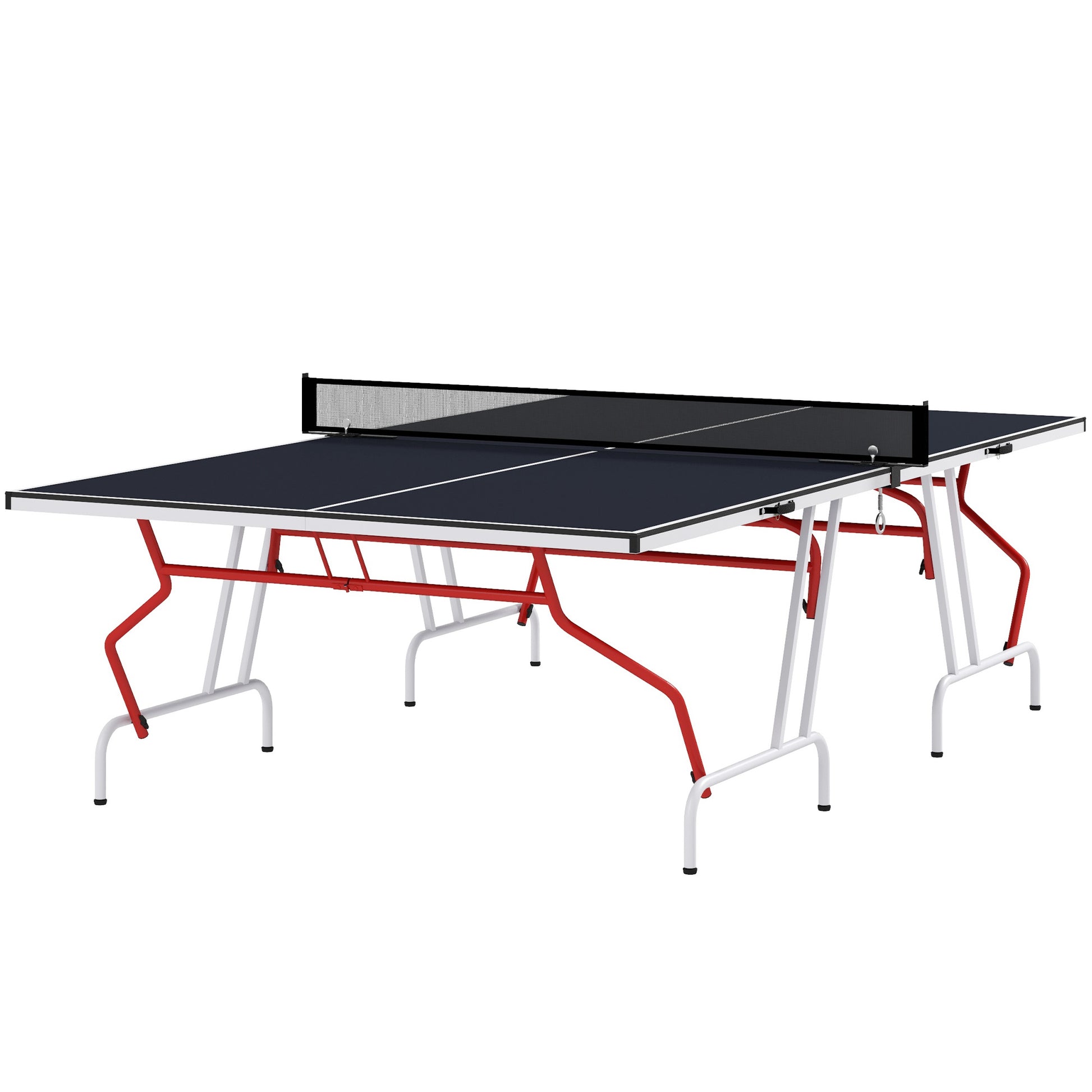 Soozier Full Size Ping Pong Table, Folds Into Quarters, Portable Table Tennis Table With Net, Paddles, Balls, Mdf, Charcoal Gray Charcoal Grey Mdf