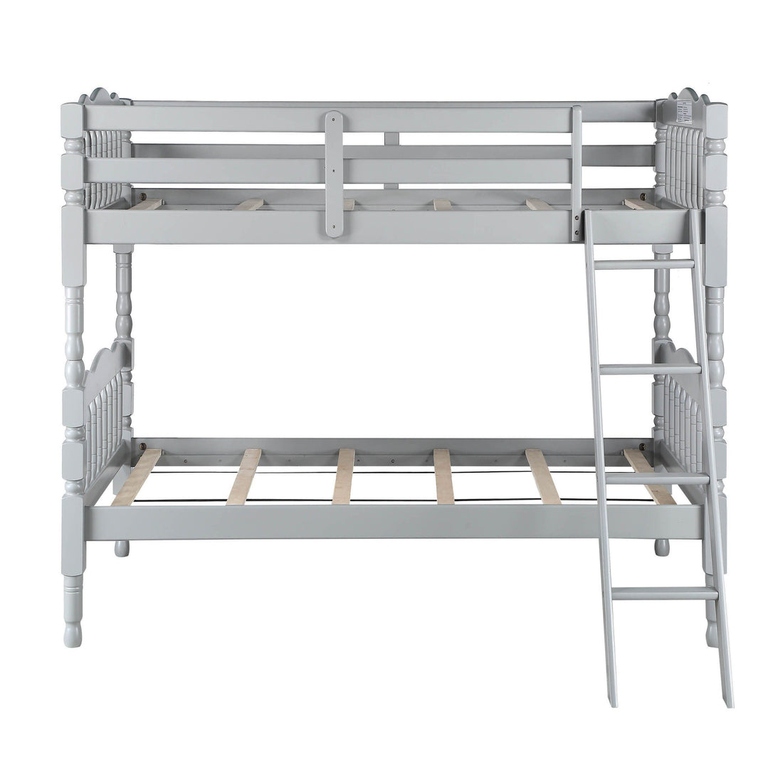 Grey Twin Over Twin Bunk Bed With Built In Ladder Grey Wood