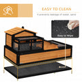 Pawhut 3 Room Tortoise House Habitat With Balcony & 2 Stories, Indoor Outdoor Wooden Tortoise Enclosure With Ladder, Tray, Openable Roof, Large Reptile Cage, 44