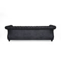 Black 3 Seater Faux Suede Sofa With Rolled Arms Modern, Elegant, And Comfortable Couch, Perfect For Living Room, Office, Primary Living Spaces, Bedroom, Ideal For Contemporary Home Decor Black Suede Wood Primary Living Space Medium Soft Tight Back Medium