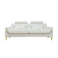 Fx P15 Wb Sofa Elegant White Imitation Wool Circle Fabric Sofa With Adjustable Headrests Contemporary 3 Seat Couch With Gold Legs, Perfect For Living Room And Office Decor Temu Suitable White Velvet 3 Seat