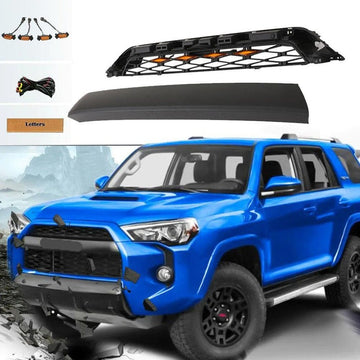 Grille For 5Th Gen 2020 2021 2022 2023 Toyota 4Runner Trd Pro Grill With Raptor Lights And Letter Black Abs Abs