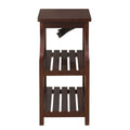 Espresso Side Table With Usb Power Dock Espresso Primary Living Space Shelves Rectangular Wood