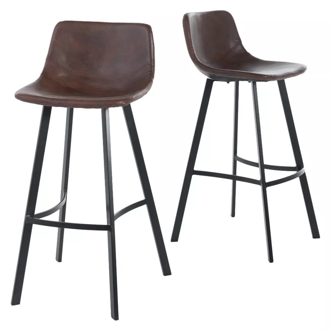 Set Of 2 30" Dax Faux Leather Barstool Brown Brown Set Of 2 Pu