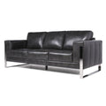 Modern Leather Metal Leg Sofa Charcoal Grey Leather 3 Seat